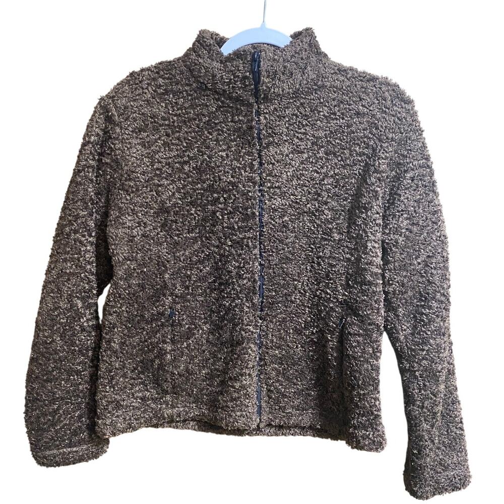 Black Diamond Womens Full Zip Up Sherpa Gray Zip Pockets Small Made in the USA